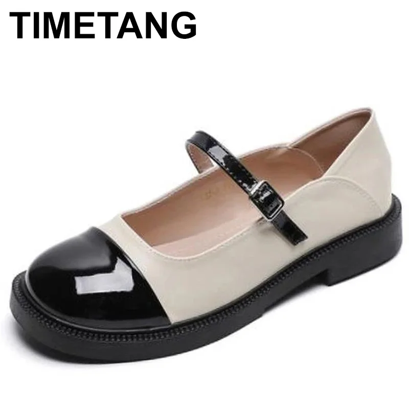 

Color-blocking Mary Jane Shoes Women Summer Black White Square Head Retro Low-heel Lolita Shoes Large Size Women Shoes