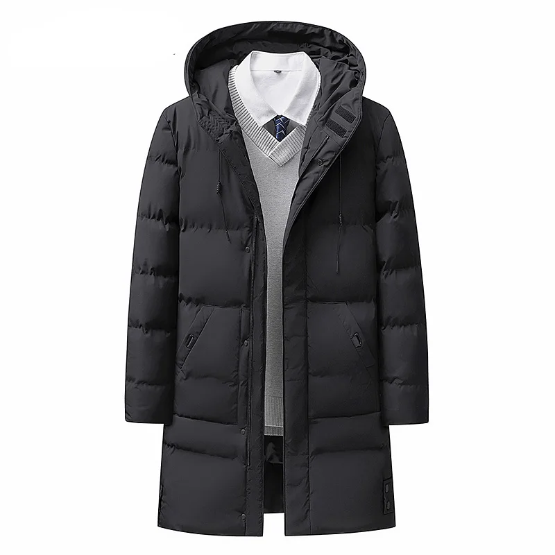 Trend Leisure Men's Clothes Winter Medium and Long Section Cotton Clothing Large Size Down Jacket