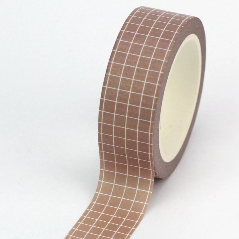 1PC 10M Decor Cute Dark Brown Grid Washi Tape for Planner
