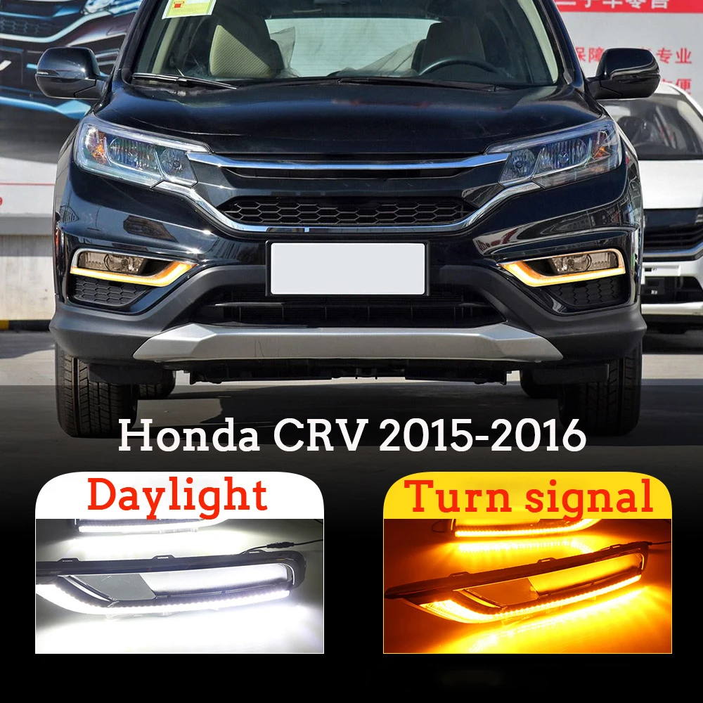 

OKEEN 2pcs LED Daytime Running Light For Honda CRV 2015-2016 Car Daylight Turn Signal Fog Lamp DRL Auto Headlight Accessory 12V