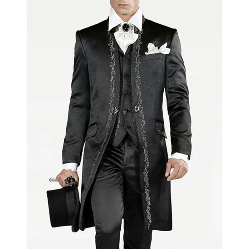 New Arrivel 2022 Custom Made Slim Fit Embroidery Groomsmen Tuxedos Groom Wedding Men Suit Set Prom Mens Suits Blazers 3Pcs