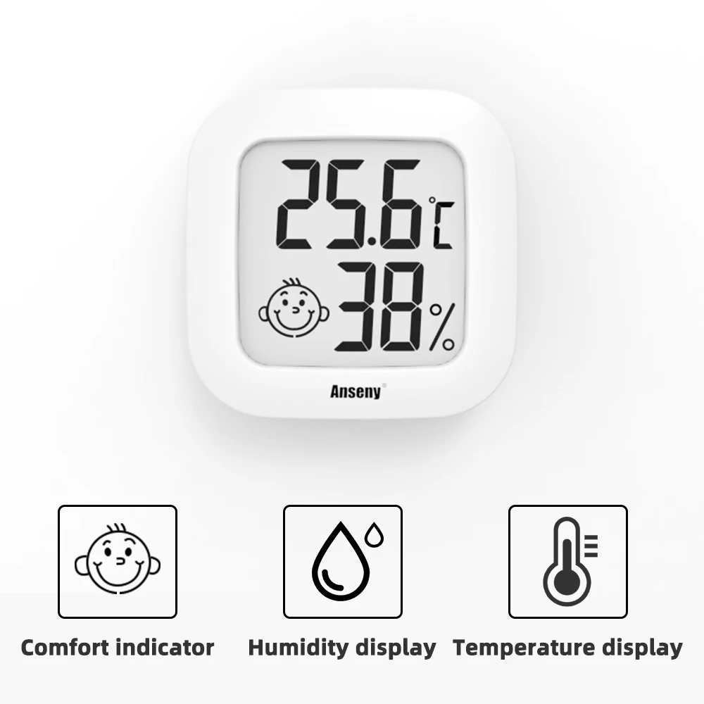 ORIA Mini termómetro digital higrómetro, termómetro interior, medidor de  humedad, termómetro de habitación con pantalla LCD para el hogar