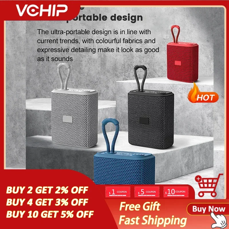 

Portable Smart Wireless Bluetooth Speaker Player Fabric Waterproof Stereo Bass Support TF Card Long Battery Life