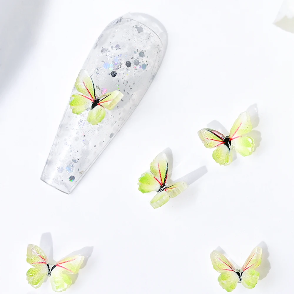 3D-Schmetterlings-Nageldekoration – 6 Farben Inkl. Pinzette Für Maniküre