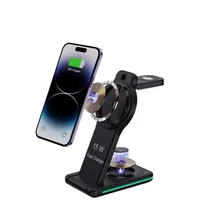 15W 3 in 1 Magnetic Wireless Charger Stand Transparent for IPhone 12 13 14 ProMax Apple Watch Airpods Fast Charging Dock Station - Image 6