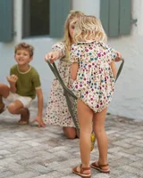 AS  SS25 summer Smocking dress Beige Floral & Cableknit collection for girls boys familly match clothes 4