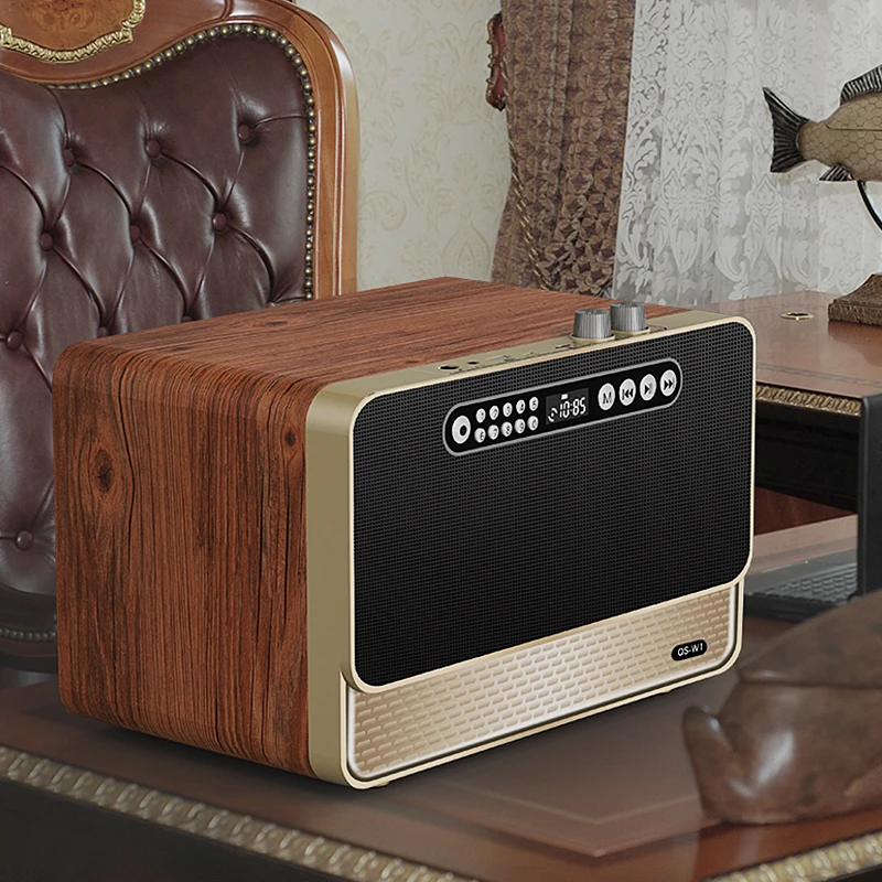 

High Quality Mobile Phone Bluetooth Speaker Wireless 3D Stereo Subwoofer Wooden Retro Portable Radio Sound Bar