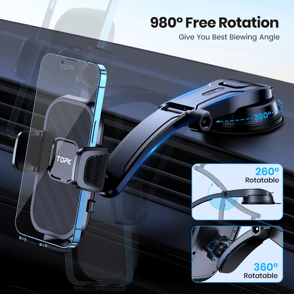 Universal Car Phone Holder with Air Vent and Suction Cup Mount