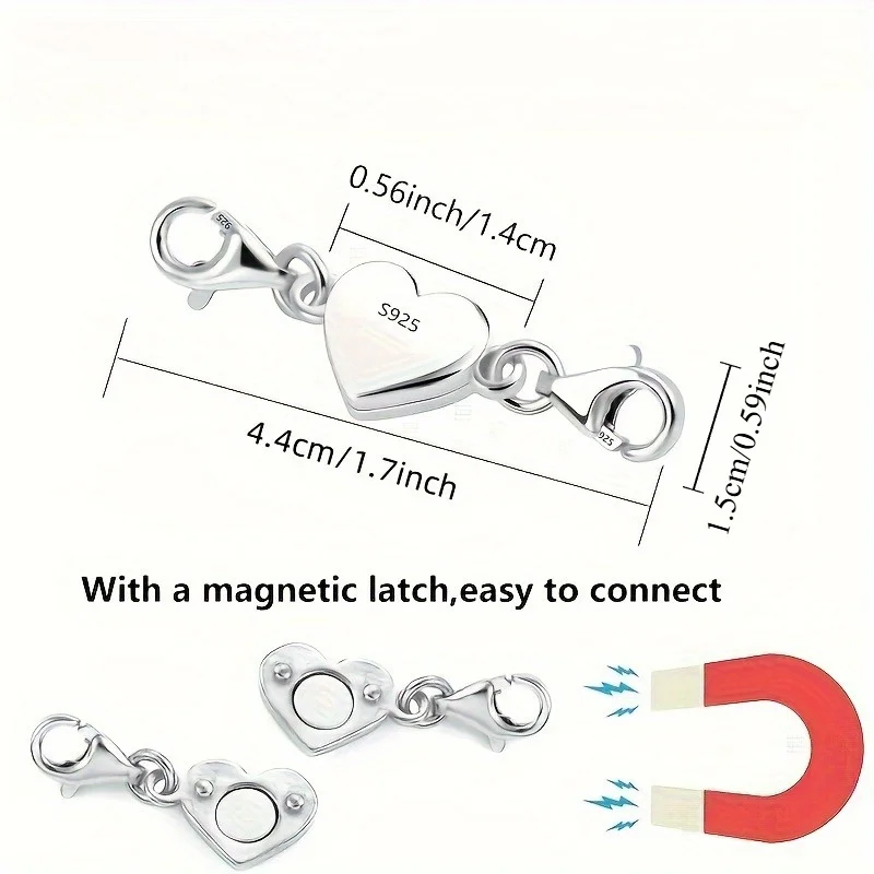 1pc Heart Magnetic Jewelry Connector Clasp Magnetic
