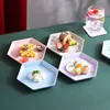 1PC Hexagon Dessert Plates Wheat Straw Thicken Snacks Trays Fruit Plate Dishes Multifunctional Tableware Party Kitchen Accessory 1