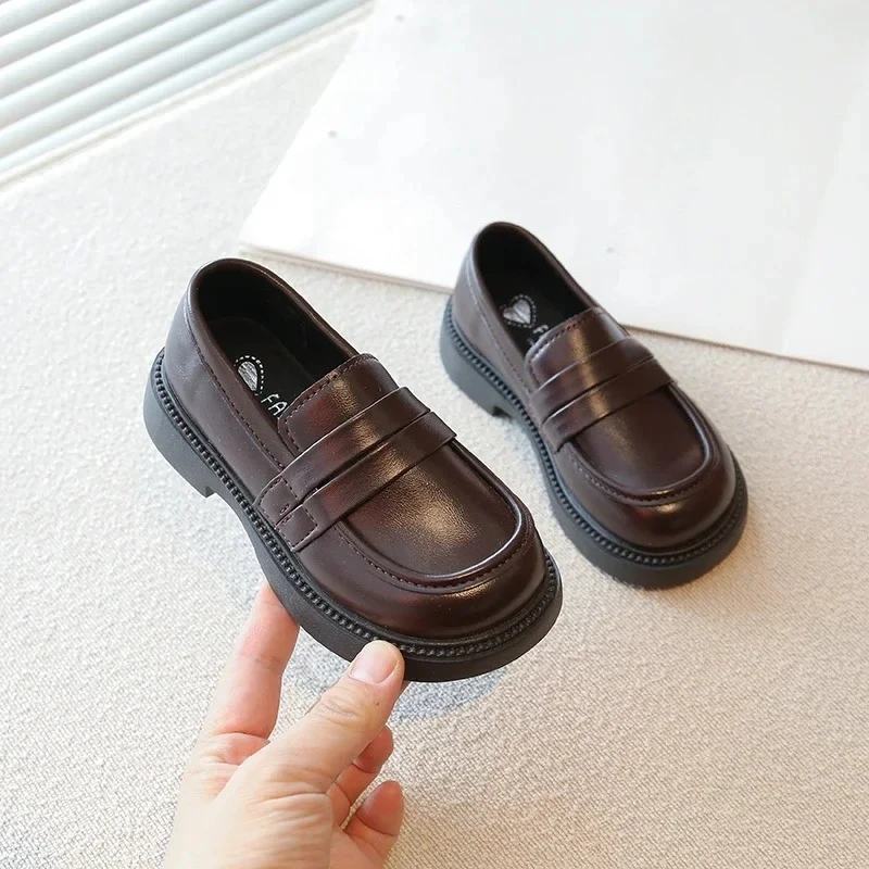 Leather Kids School Loafers Girls Casual Shoes