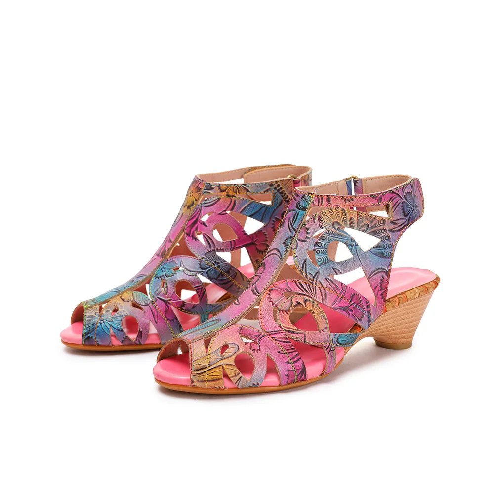 

Vicconfy 2024 винтажные повседневные женские сандалии из воловьей кожи в этническом стиле