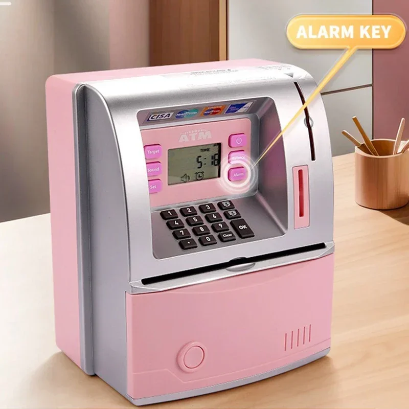 Electronic ATM Piggy Bank, Password Cash Self Rolling Bill, Cash Saving Box, Piggy Bank Large Size for Kids Adults 5