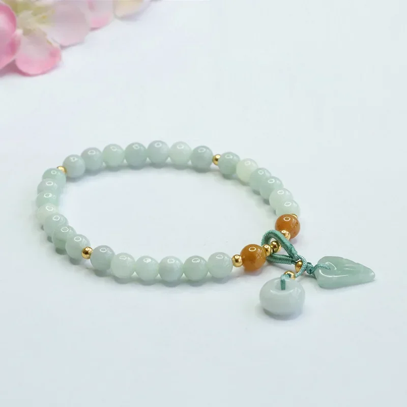 

Burmese Jade Donut Bracelets Chinese Bead Accessories Jewelry Gifts Real Jadeite Amulets Talismans White Natural Designer Women