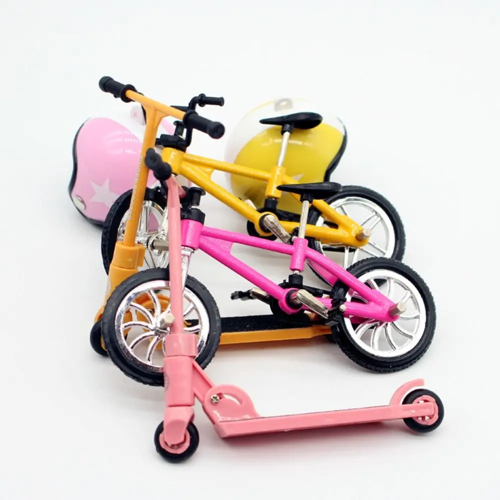 Creative Dollhouse Simulated Bicycle Scooter Helmet Set Micro Delicate Bicycle Micro Model Doll House Decorative Accessories