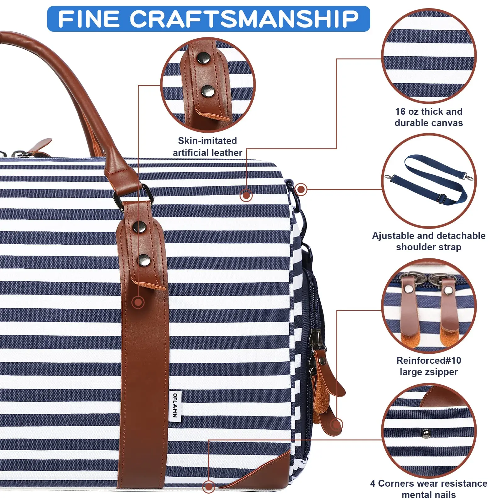 Canvas Weekender Travel Bag Large Overnight Bag for Women Travel Duffel Bag with Shoes Compartment Toiletry Bag for Business