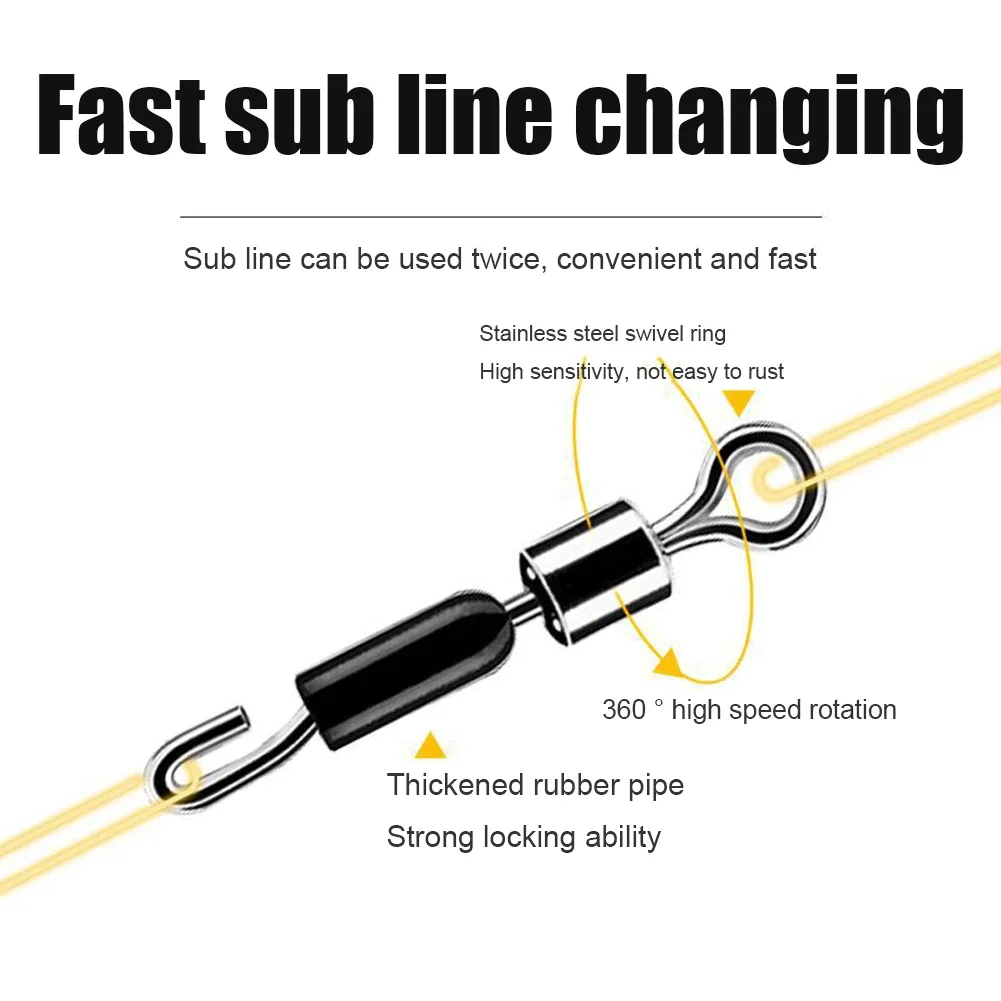 50-200pcs Fishing Feeder Swivels Quick Fast Link Hook Connector Swivel Solid Ring Fishing Tackle Connector Accessories