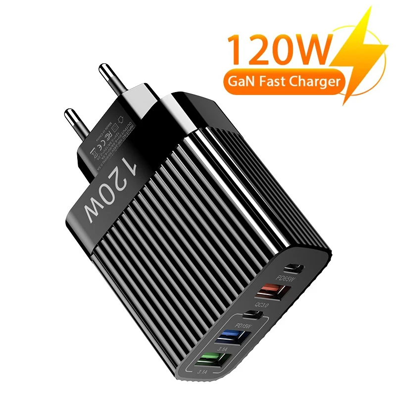 2025 120W GaN Fast Charger - Retractable, 4-Port Super Fast Charger For Laptop & Phone