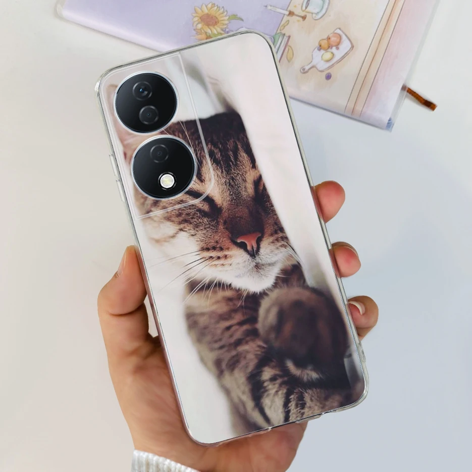 Cute Cat & Butterfly Painted Soft Silicone Phone Case -