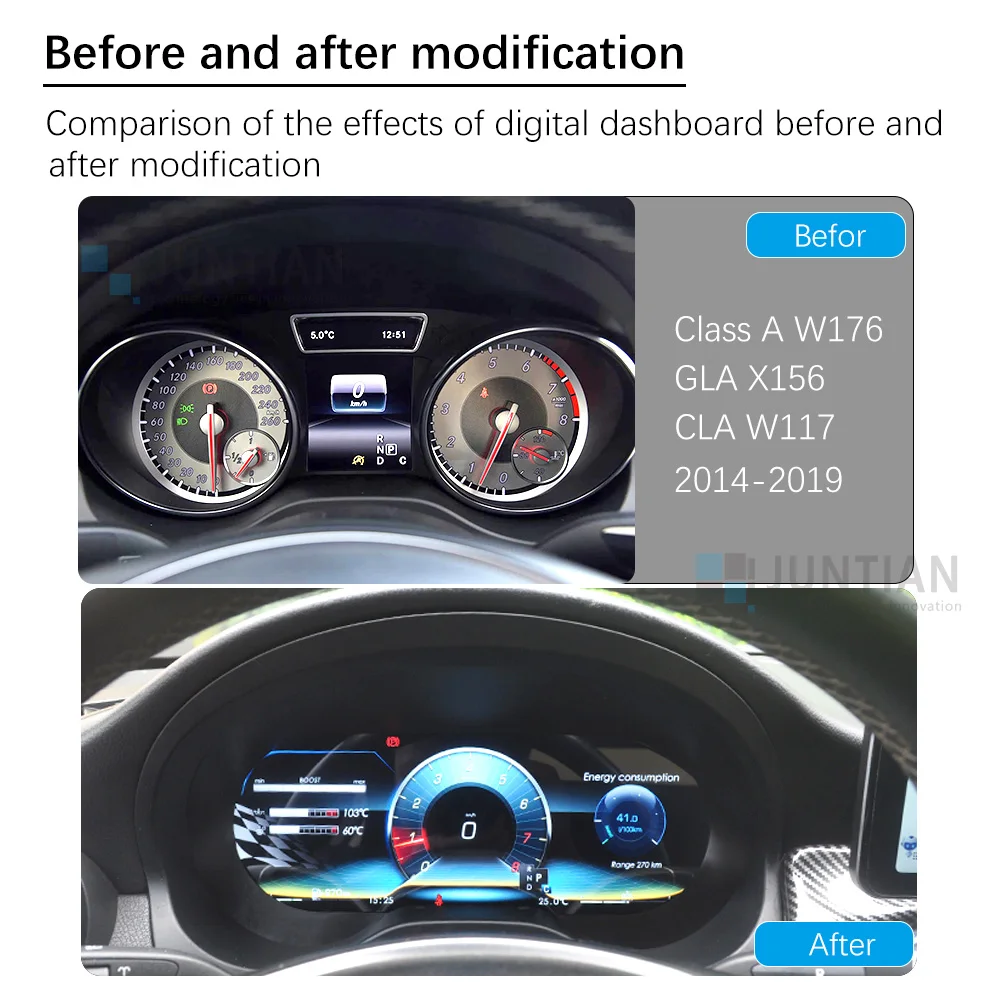 Panel de instrumentos digital LCD para Mercedes Benz CLA W117 GLA X156 Clase A W176 2014-2019 con Carplay 2