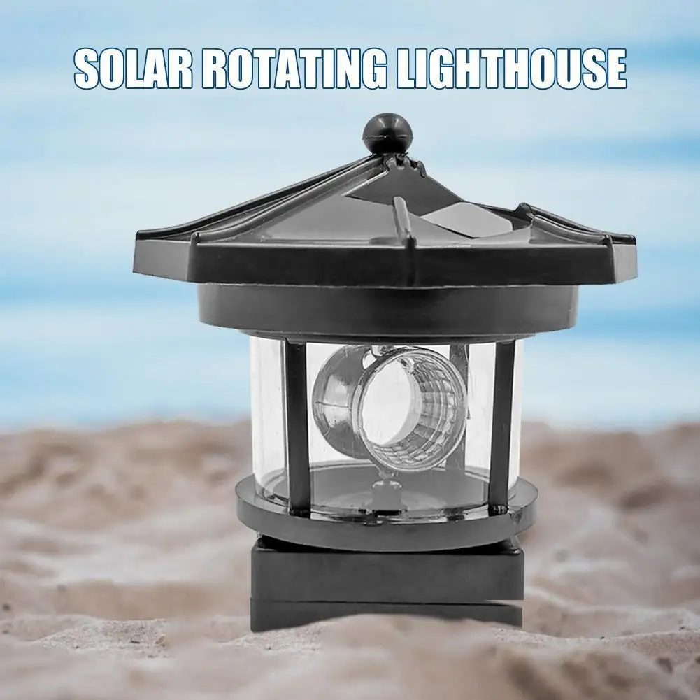Lighthouse Shape Solar LED Light Practical Multi-functional Garden Fence Outdoor Beacon Rotating Beam Lamp
