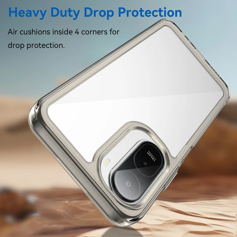 Clear Hard PC + Soft TPU Bumper Transparent Back Phone Cover