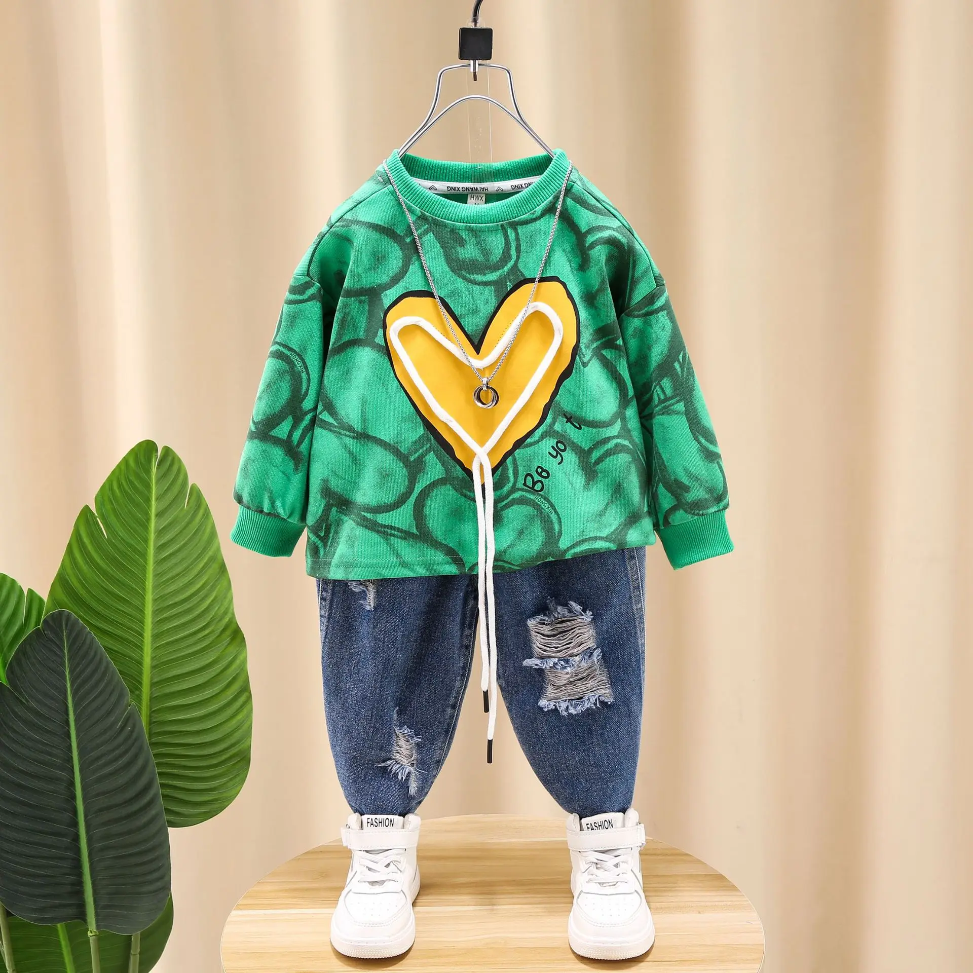 

Baby Boys Girls Clothes Spring Autumn Long Sleeve Cotton Casual Sweatshirt + Pants Toddler Clothing Outfit Set Fall 2-10Years