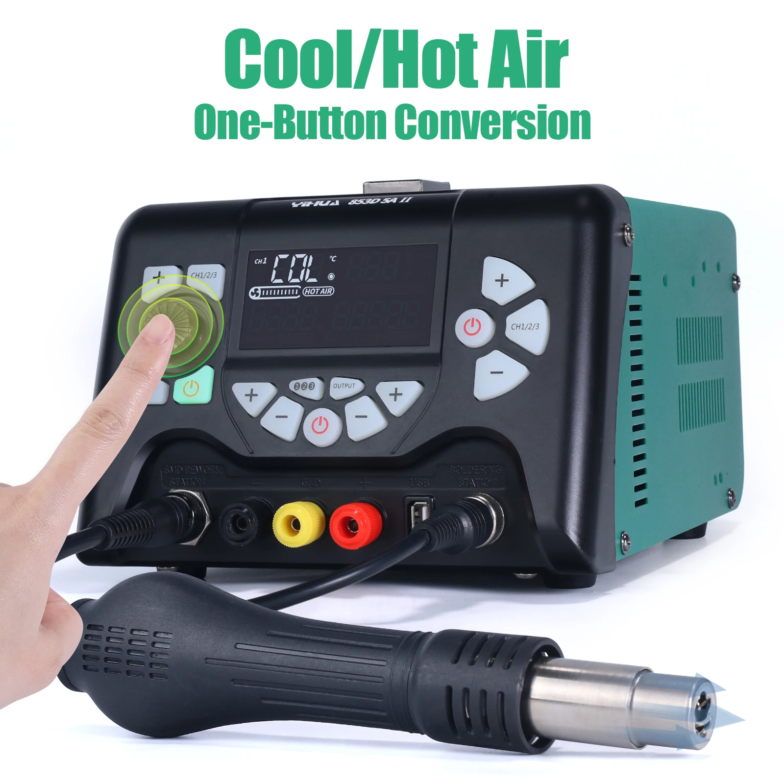 853D 5A II DC Power Supply With 970W Hot Air Soldering Station 3 in 1 Soldering