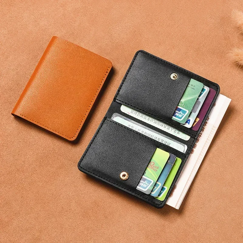 New Solid color PU Leather Small Wallet for Men Short Simple Women's Purse Fashion Ultra Thin Credit Card Bag Coin Purse 2