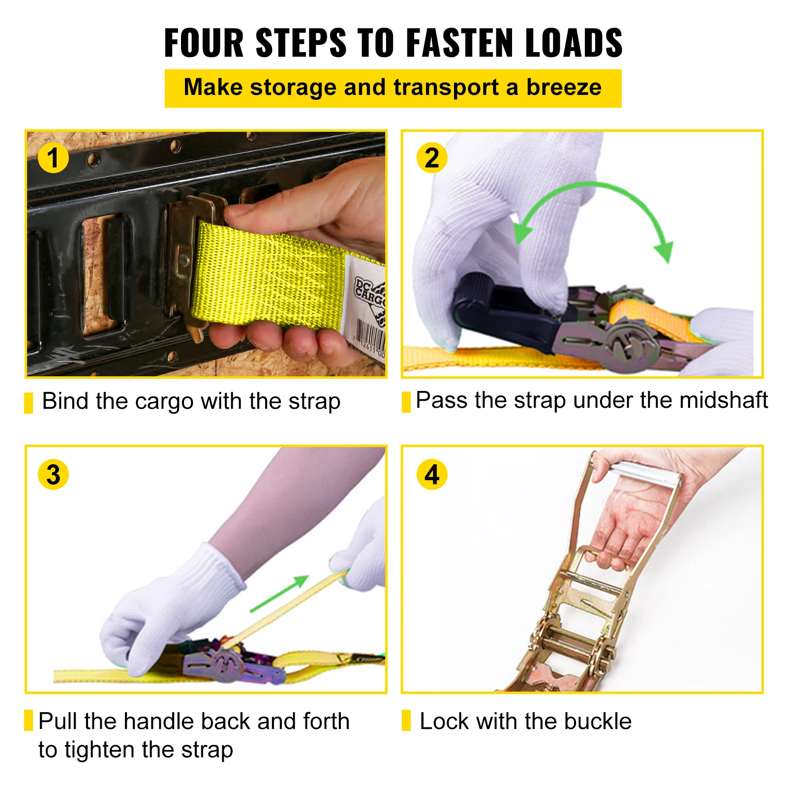 Polyester E Track Ratchet Straps for Cargo Tie Down