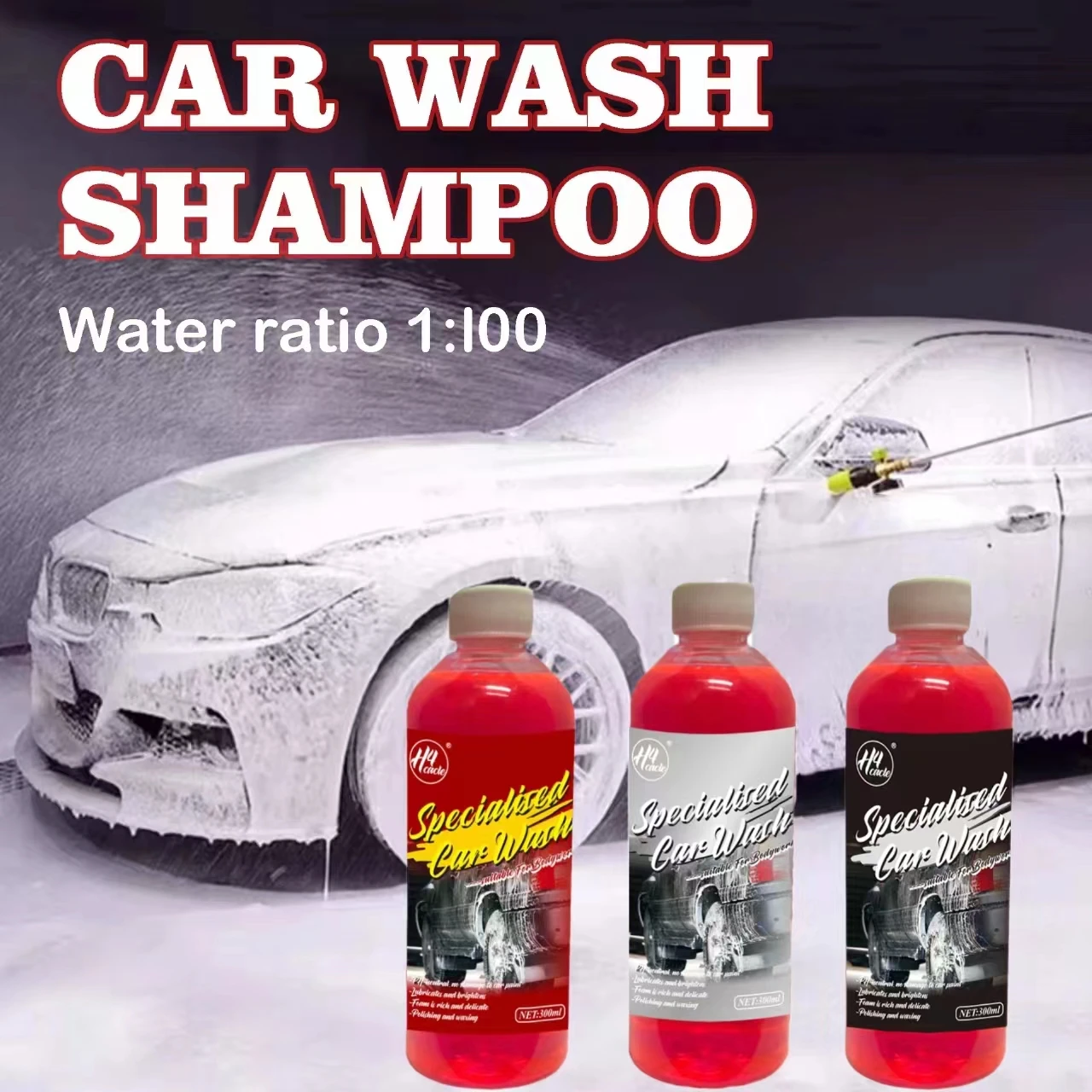 H4Cacle Car Wash Liquid Super Foaming Cleaner Concentrated Shampoo Wash Car Wax Deep Stain Removal Car Cleaning Products