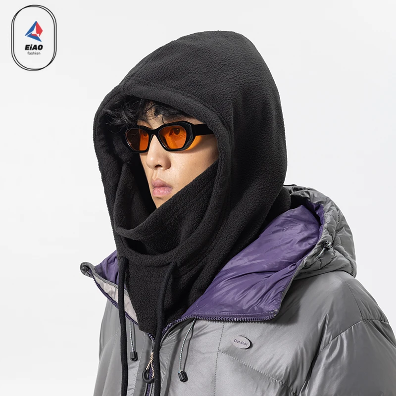 Eiao Winter Hat Mens Women Outdoor All-round Soft Windproof Drawstring Scarf Hats Leisure Ski Hiking Warm Cold Fleece Sports Cap