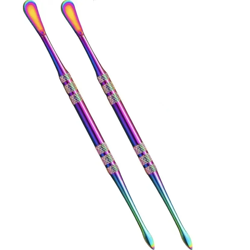 Wax Carving Tools Set , Rainbow/Sliver Stainless Steel Tools Double-Headed With 26ML Silicone Multi-purpose Storage Boxes