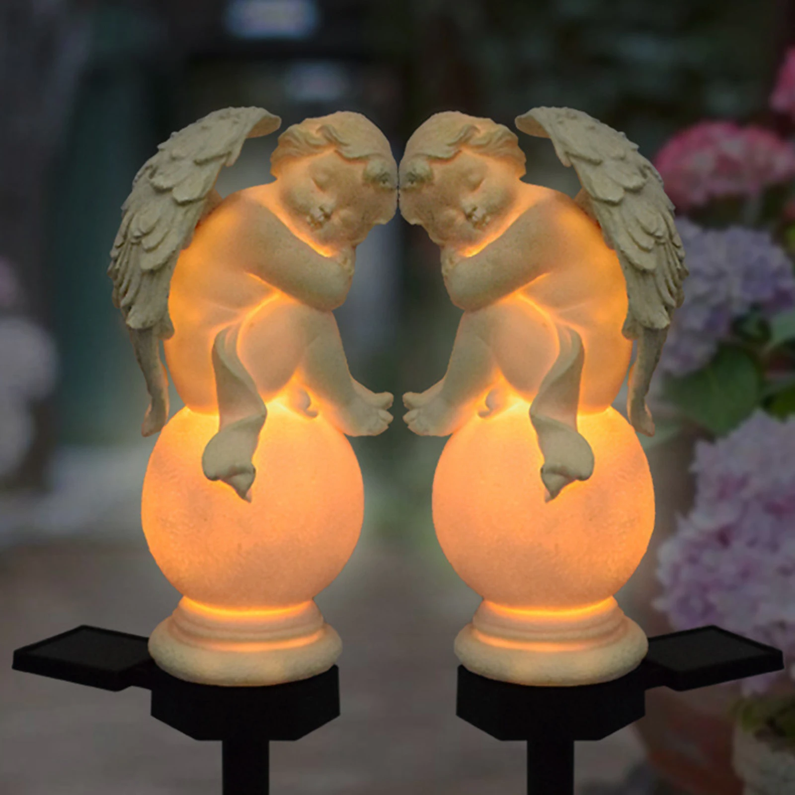 European Solar Outdoor Resin Little Angel Courtyard Plug Lamp Garden Landscape Decoration Waterproof Lawn Lamp
