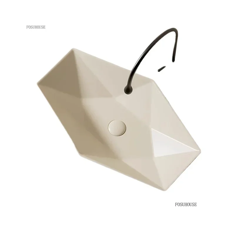 Nordic Creative Design Bathroom Sinks Light Luxury Ceramic Countertop Sink Household Balcony Hotel Wash Basin Home Furniture