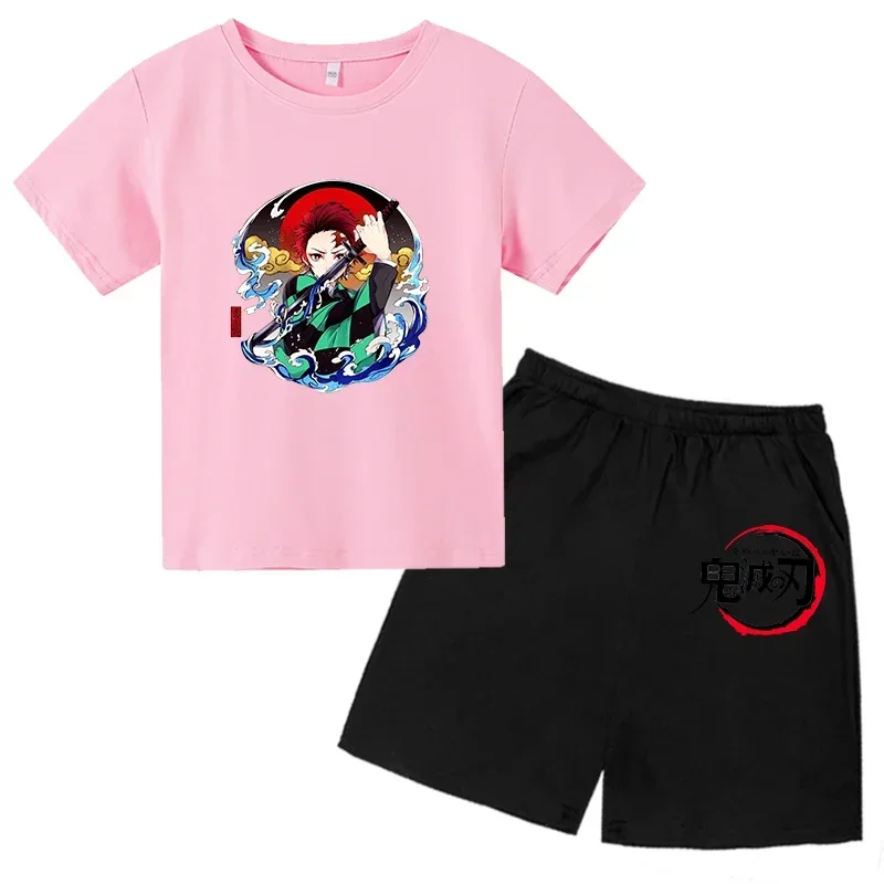 thumbnail image 1 of 2024 Verano Demon Slayer Camiseta estampada para niños 2 piezas Traje para niños y niñas Ropa de manga corta Top informal Conjunto de moda de anime, 1 of 5