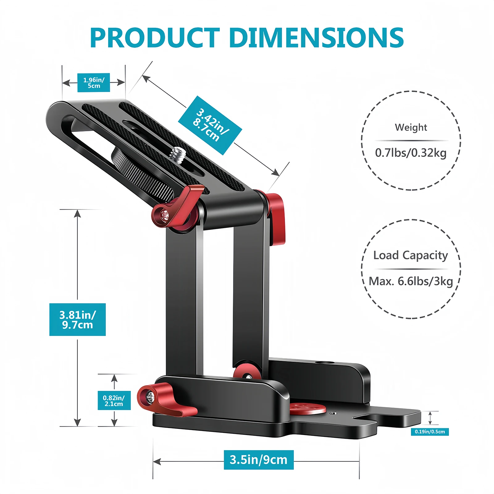 Lanxire Z-Flex Tilt Head Z Type Tripod Head with 4 Adjust/Fixing Knob, Quick Release Plate and Spirit Level for Tripod/DSLR tripod ball head