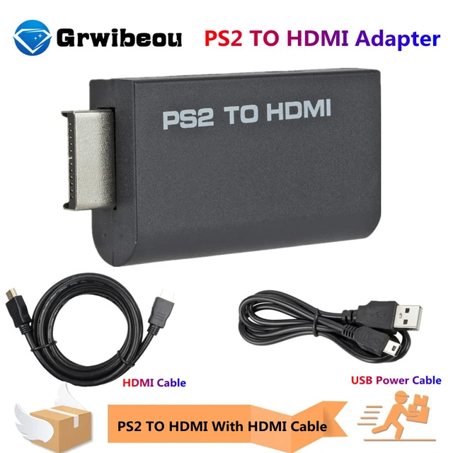 PS2 to HDMI Converter Adapter, with USB Power Cable, Video Converter with  3.5mm Audio Output for HDTV HDMI Monitor Supports All PS2 Display Modes