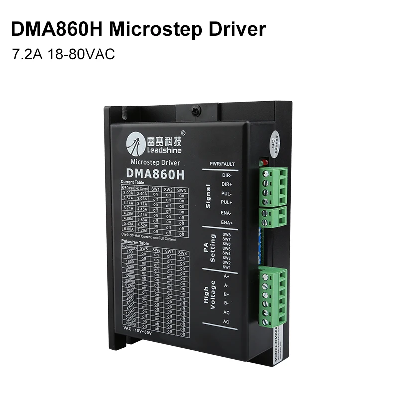 

Leadshine DMA860H 2-Phase Stepper Driver 7.2A 18-80VAC DSP Micro-Stepper Drive Nema 23 Nema 34 Motor Used In CNC Machine Tools