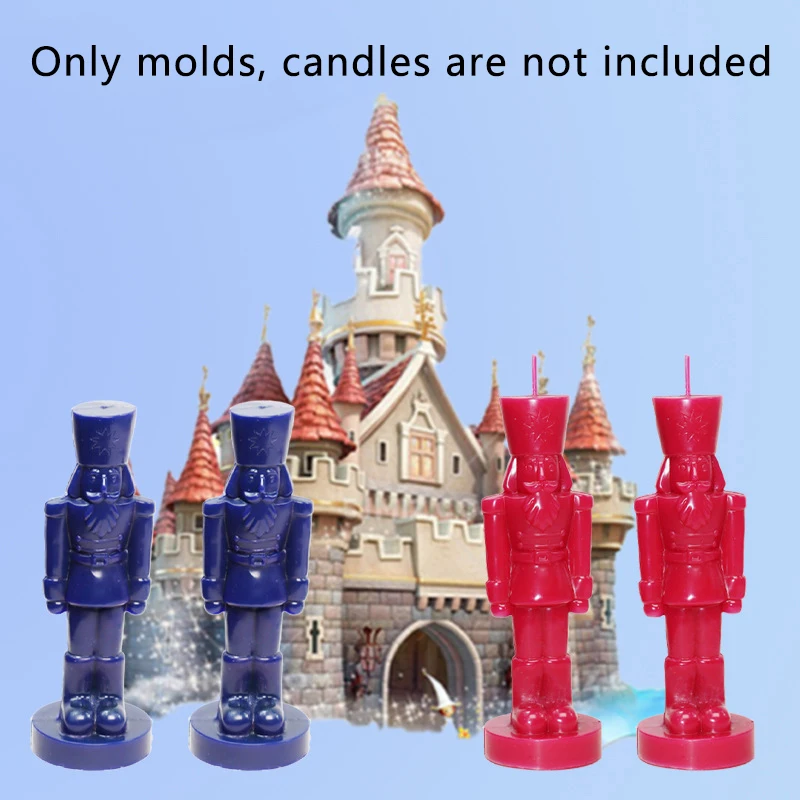 1Set Christmas Ornaments Nutcracker Silicone Candle Mold Christmas DIY Decoration Dinner Soy Wax Mould