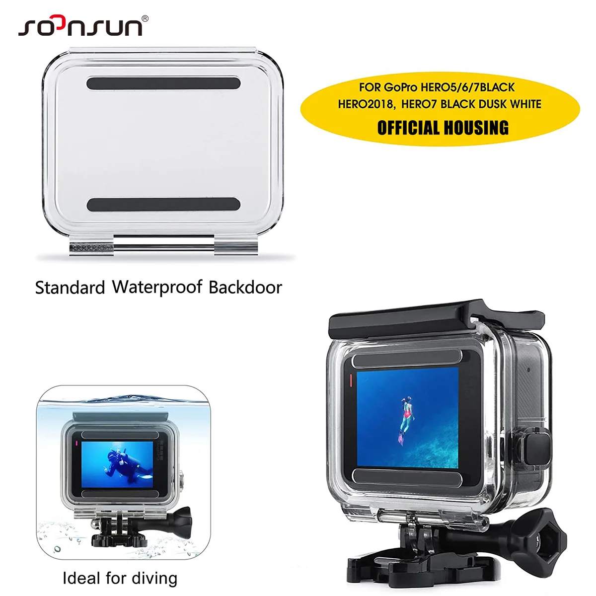 drag tømrer Distrahere SOONSUN 2-Pack Waterproof Floaty Backdoor for GoPro Hero 5 6 7 Black  Official Super Suit Waterproof Housing Case Accessories - AliExpress