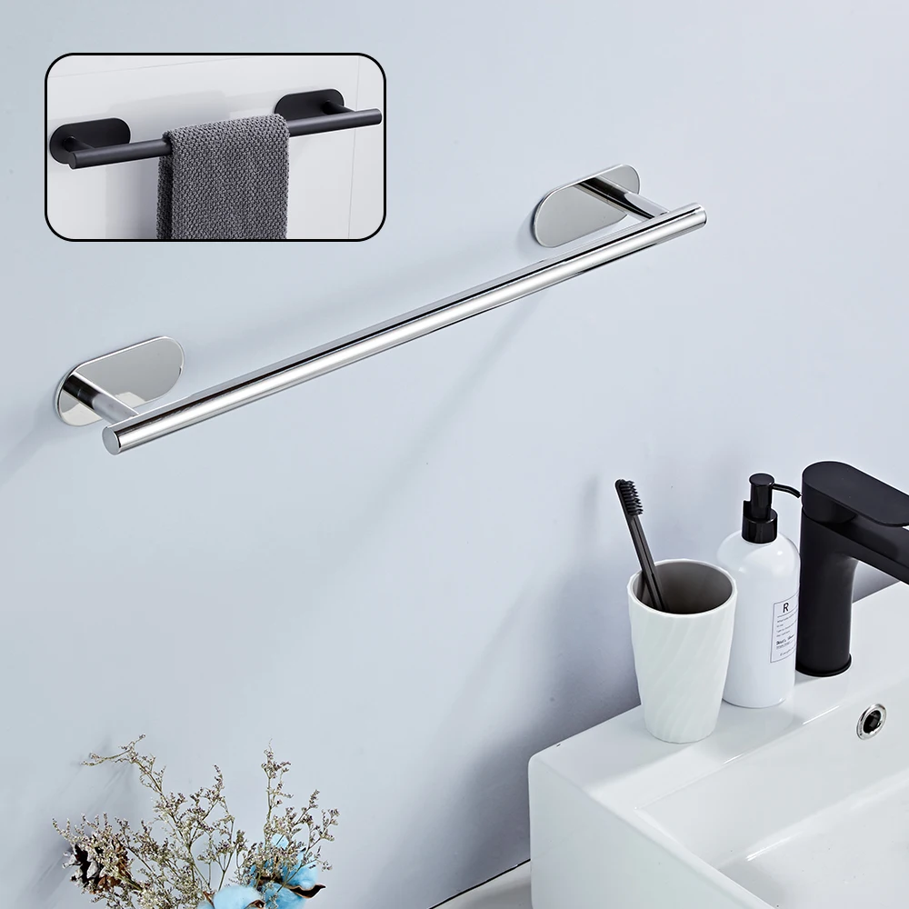 Towel Rack 50cm Stainless Steel Bathroom No Drilling Self Adhesive Wall-Mounted