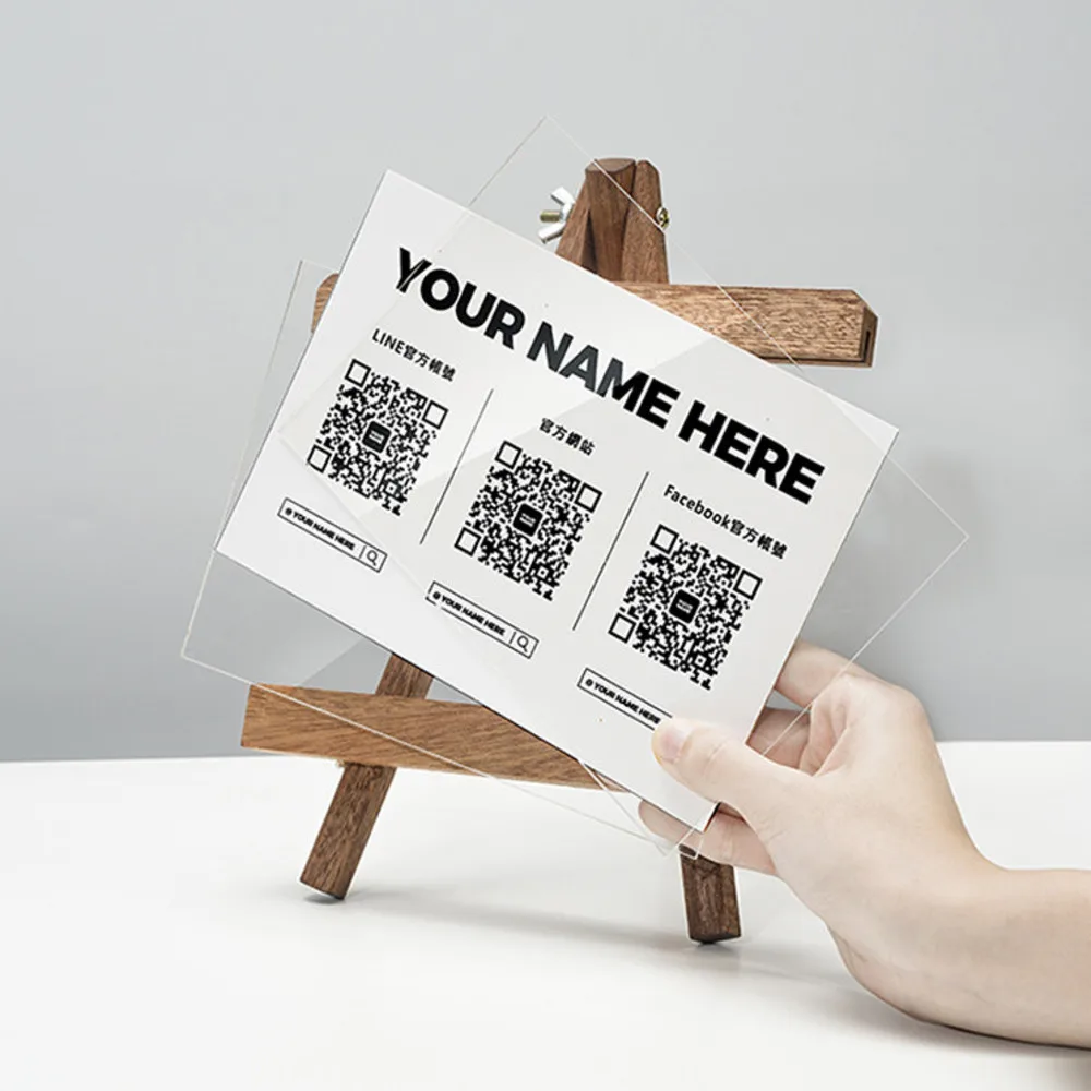원목 경사형 QR 코드 스탠드 알리페이 위챗 결제 표지판 (매장, 바, 슈퍼마켓, 카페용)