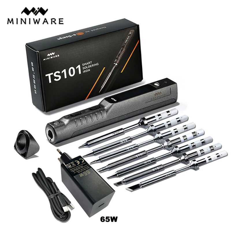 미니 온도 조절 가능 휴대용 납땜 스테이션 세트, 오리지널 TS101 납땜 인두, 65W PD 어댑터, TS100 업그레이드