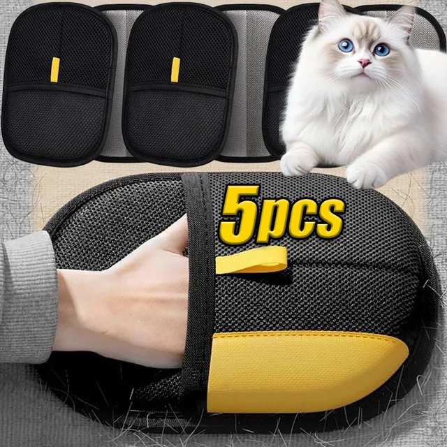 Pet Hair Remover Brush Kitten Hair Remover Gloves Deshedding Brush Glove for Dog Cat Double-Sided Fur Hair Cleaning for Carpet