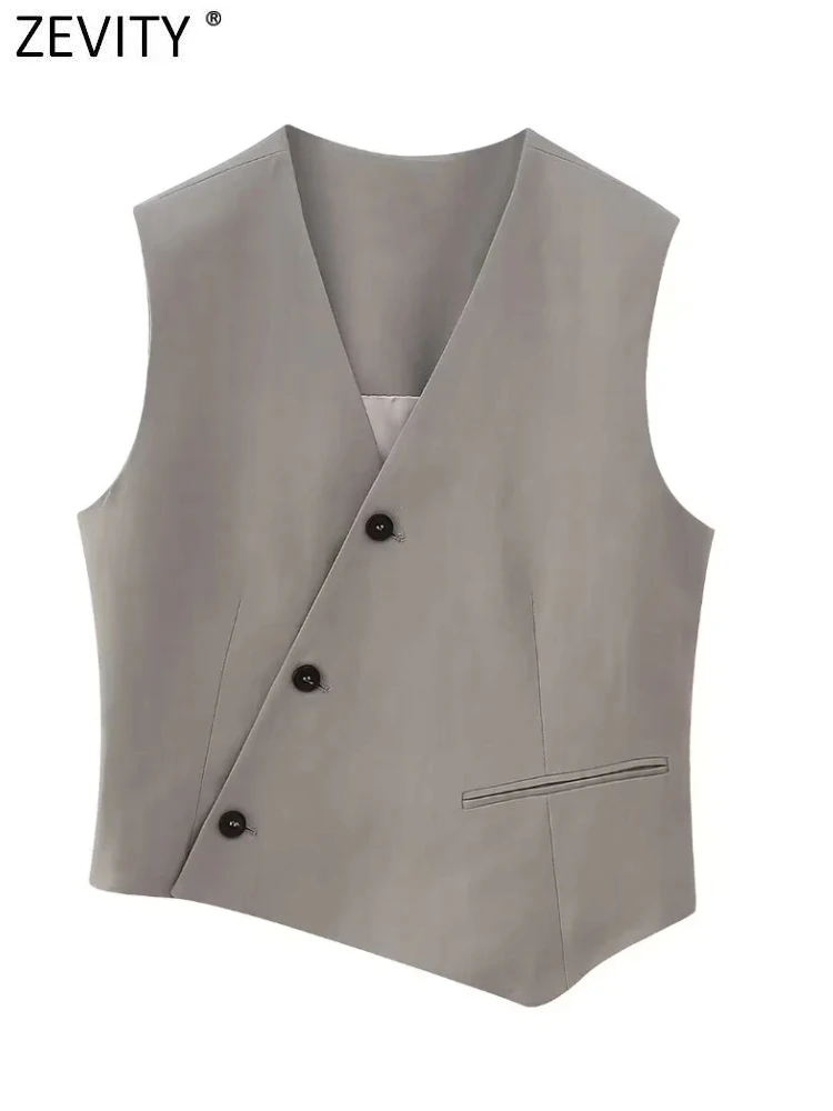Zevity-Veste Cintrée Décontractée à Boutonnage Simple pour Femme, Manteau de Bureau, Y-CT4820