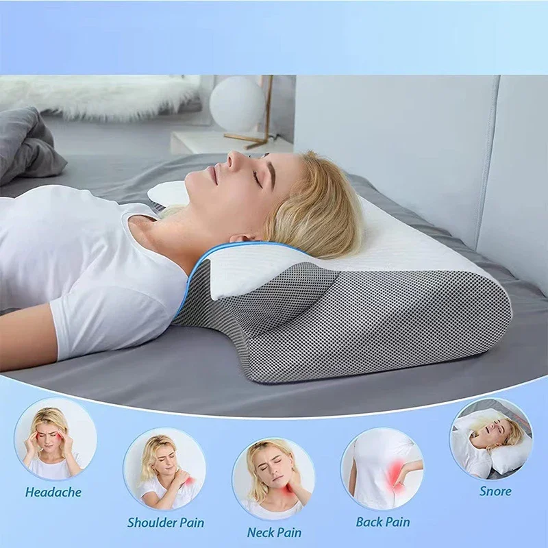2 in 1 Ergonomic Memory Foam pillow Help Sleep Protect Neck Cervical Orthopedic Travel Neck Pillow Sleeping Home neck pillow