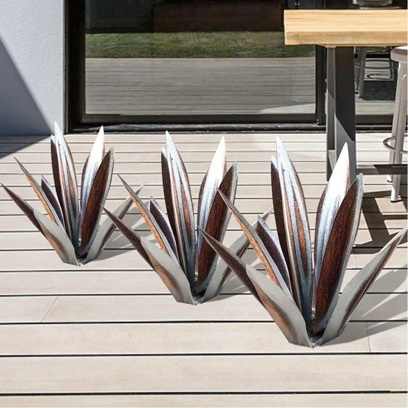 Tequila Sculpture Rustique Bleu en Métal Agave Yard Art Décoration Statue Décor à La Maison pour Jardin Piquets,DarkBlue-65cm - Jardin