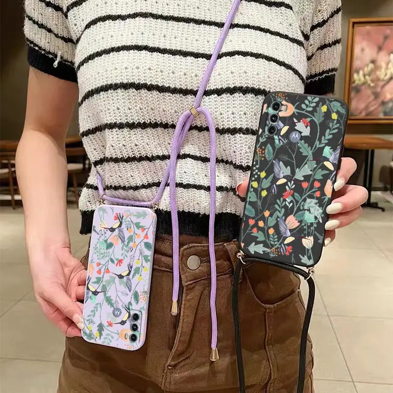 Silicone Crossbody Lanyard Phone Case - Free Bird Design