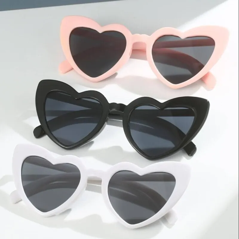 3Pcs Love Heart Frame Sunglasses Goggles Women Brand Designer Fashion Cute Solid Vintage Cheap Sun Glasses Party Gift